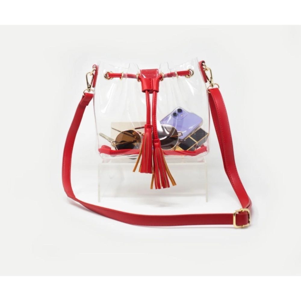 CLEARLEE Clear The Bucket Bag in Red ~ NWT ~ Stadium Bag